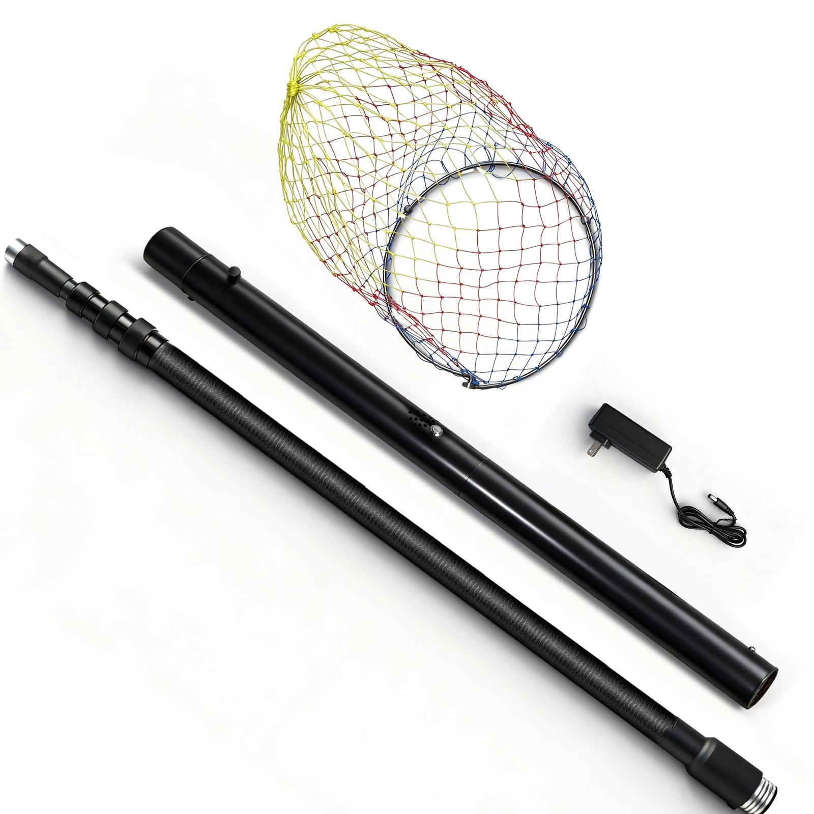 Battery Powered Carbon Fiber Landing Net with Extendable Handle