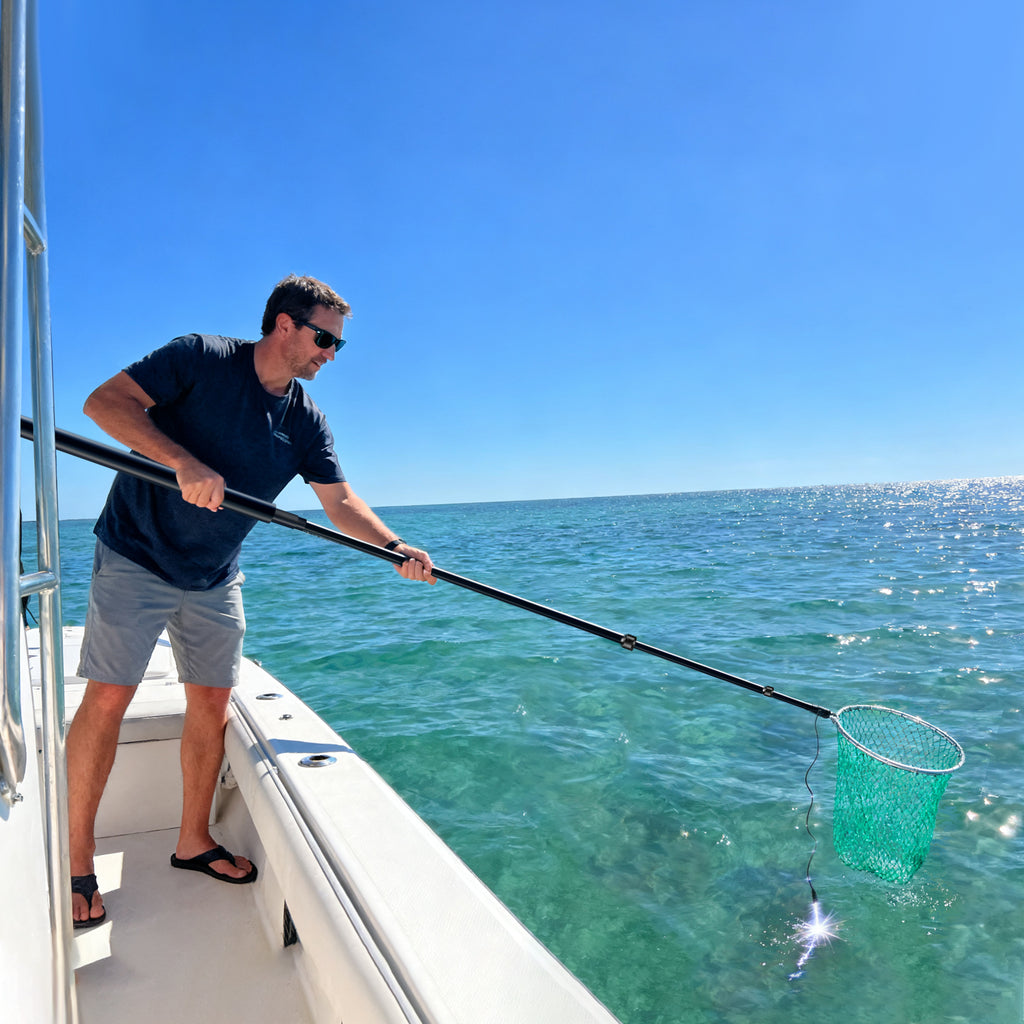 Battery Powered Carbon Fiber Landing Net with Extendable Handle